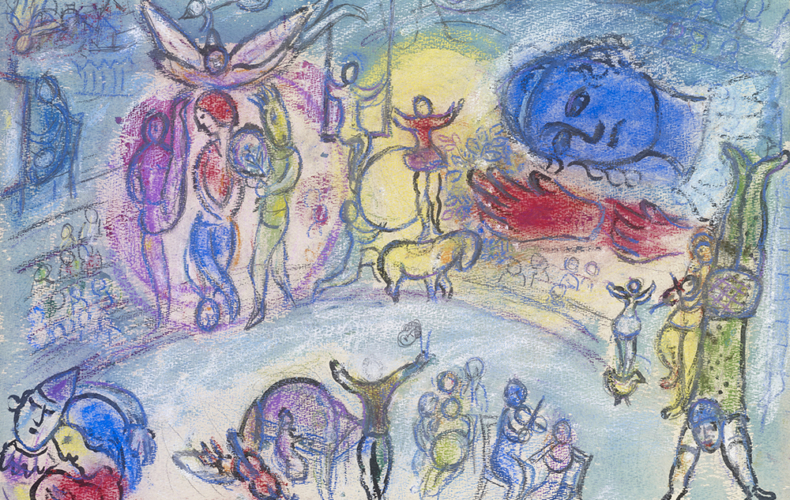 Marc Chagall, Esquisse pour Le Grand Cirque, circa 1956, pastel, 44,5 x 65,5 cm, coll. part. @ Archives Marc & Ida Chagall - Paris, ADAGP, 2026